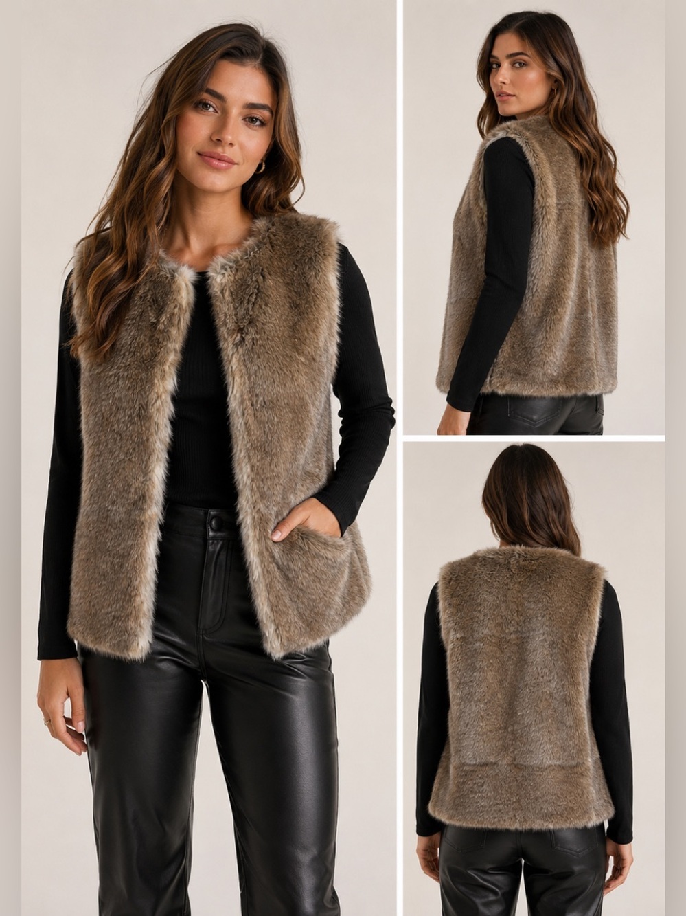 Aritzia Talula Faux Fur Vest Brown XS NWOT Soft Plush Layering Fall Winter